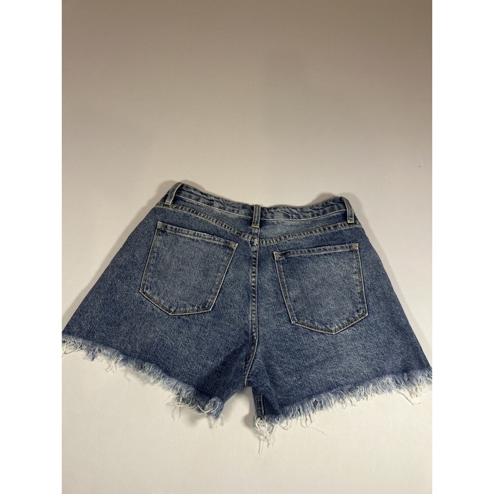 KanCan Distressed High Waisted Denim Shorts Medium Blue Wash Size 29 - Picture 11 of 13